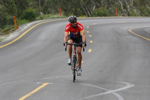 biker rider going up hill